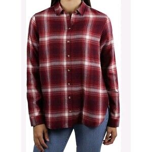 Jachs Girlfriend Soft Women Size XL Rusty Red Plaid Flannel Shirt Button  B1
